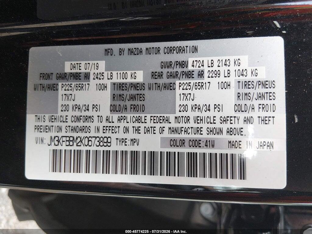 JM3KFBBM2K0673899 2019 MAZDA CX-5 photo no. 9