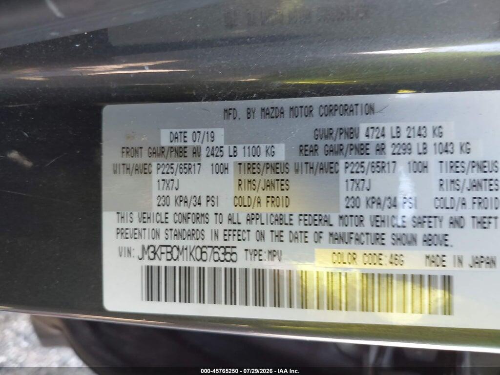 JM3KFBCM1K0676355 2019 MAZDA CX-5 photo no. 9
