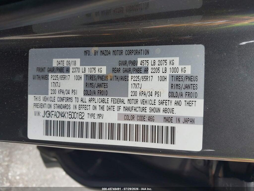 JM3KFACM4K1500162 2019 MAZDA CX-5 photo no. 9
