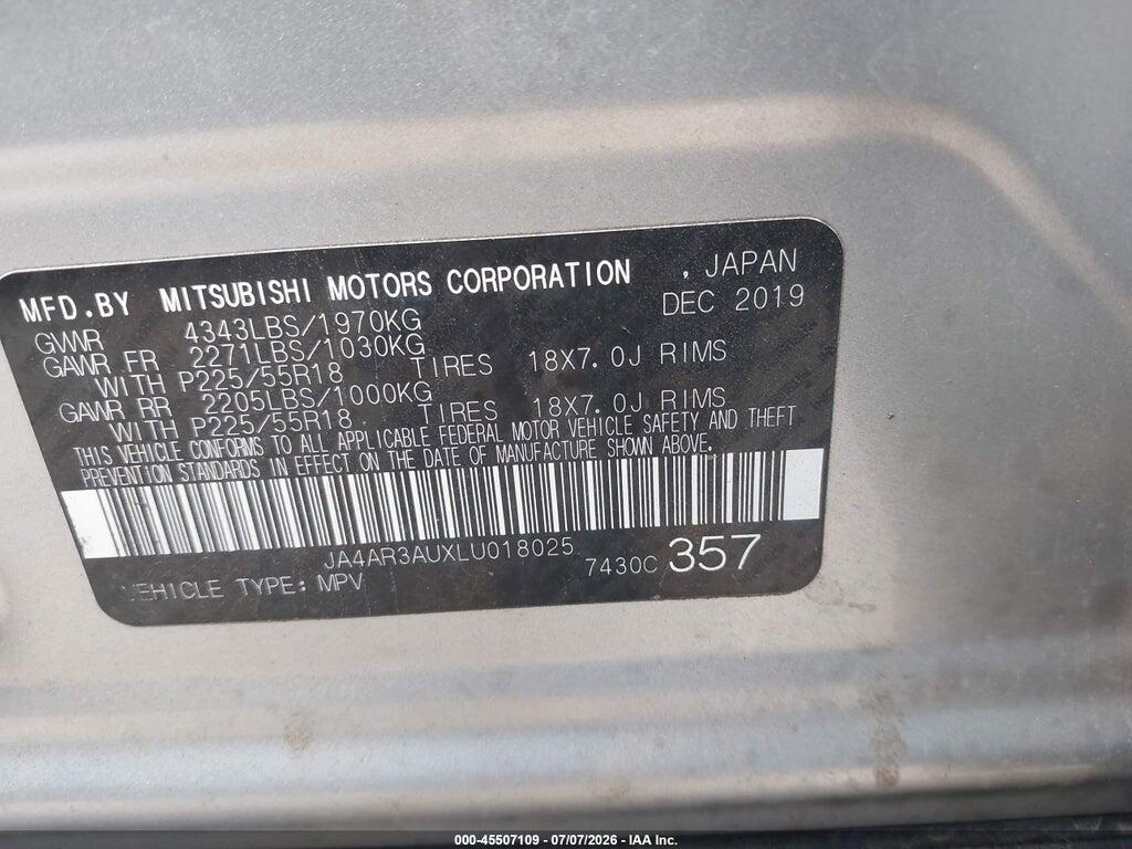 JA4AR3AUXLU018025 2020 MITSUBISHI OUTLANDER SPORT photo no. 9