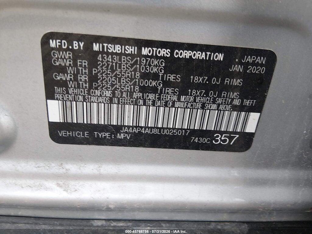 JA4AP4AU8LU025017 2020 MITSUBISHI OUTLANDER SPORT photo no. 9