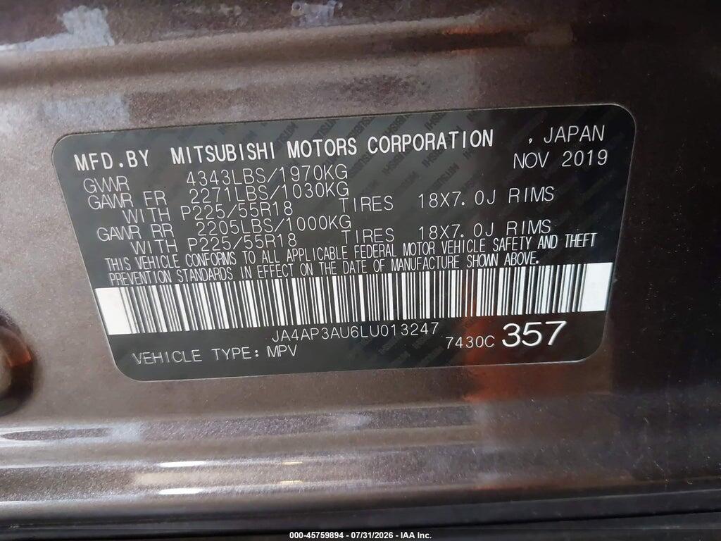 JA4AP3AU6LU013247 2020 MITSUBISHI OUTLANDER SPORT photo no. 9