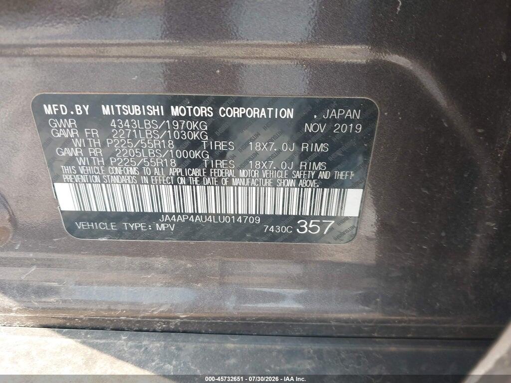 JA4AP4AU4LU014709 2020 MITSUBISHI OUTLANDER SPORT photo no. 9