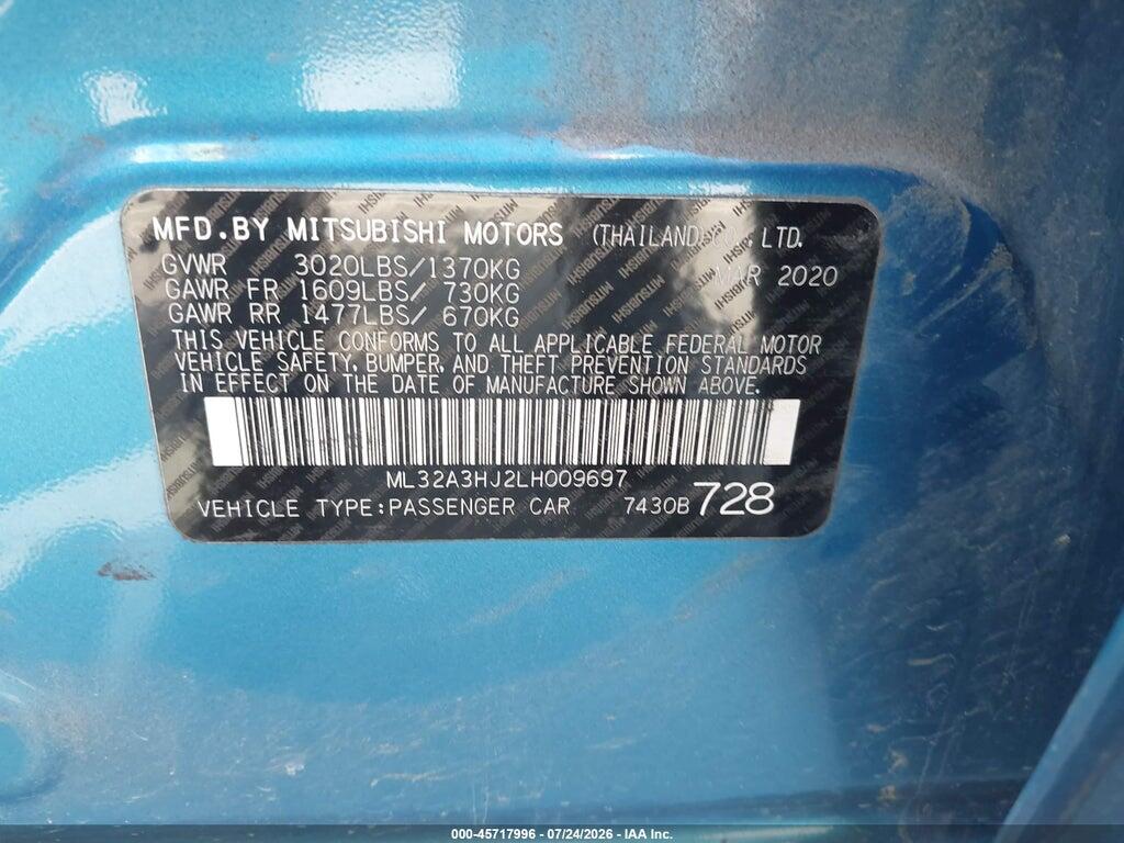 ML32A3HJ2LH009697 2020 MITSUBISHI MIRAGE photo no. 9