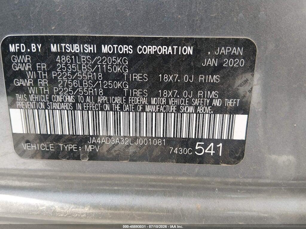 JA4AD3A32LJ001081 2020 MITSUBISHI OUTLANDER photo no. 9