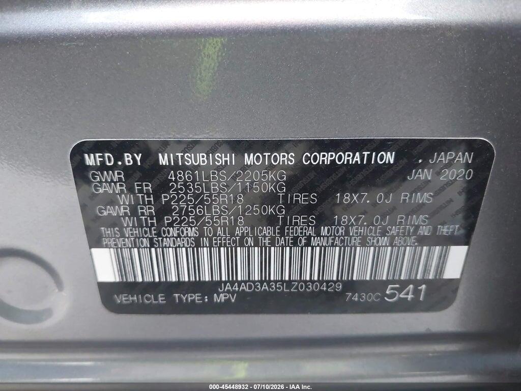 JA4AD3A35LZ030429 2020 MITSUBISHI OUTLANDER photo no. 9