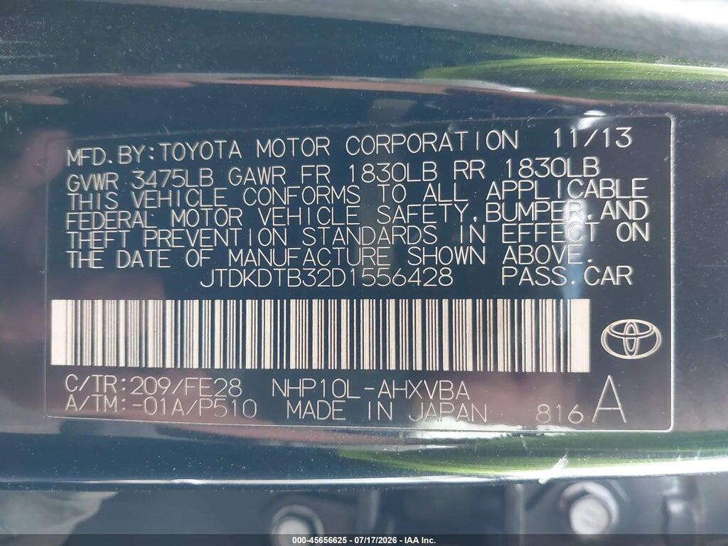 JTDKDTB32D1556428 2013 TOYOTA PRIUS C photo no. 9