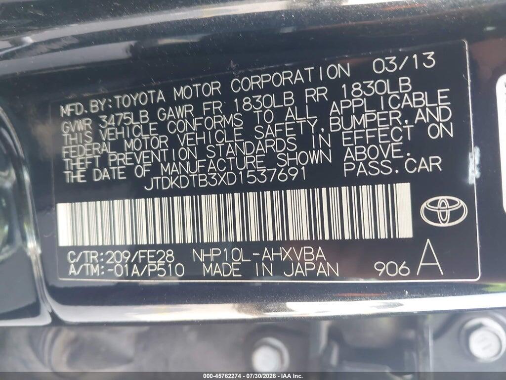 JTDKDTB3XD1537691 2013 TOYOTA PRIUS C photo no. 9