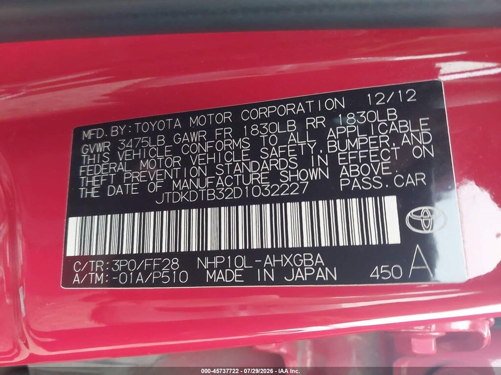 JTDKDTB32D1032227 2013 TOYOTA PRIUS C photo no. 9