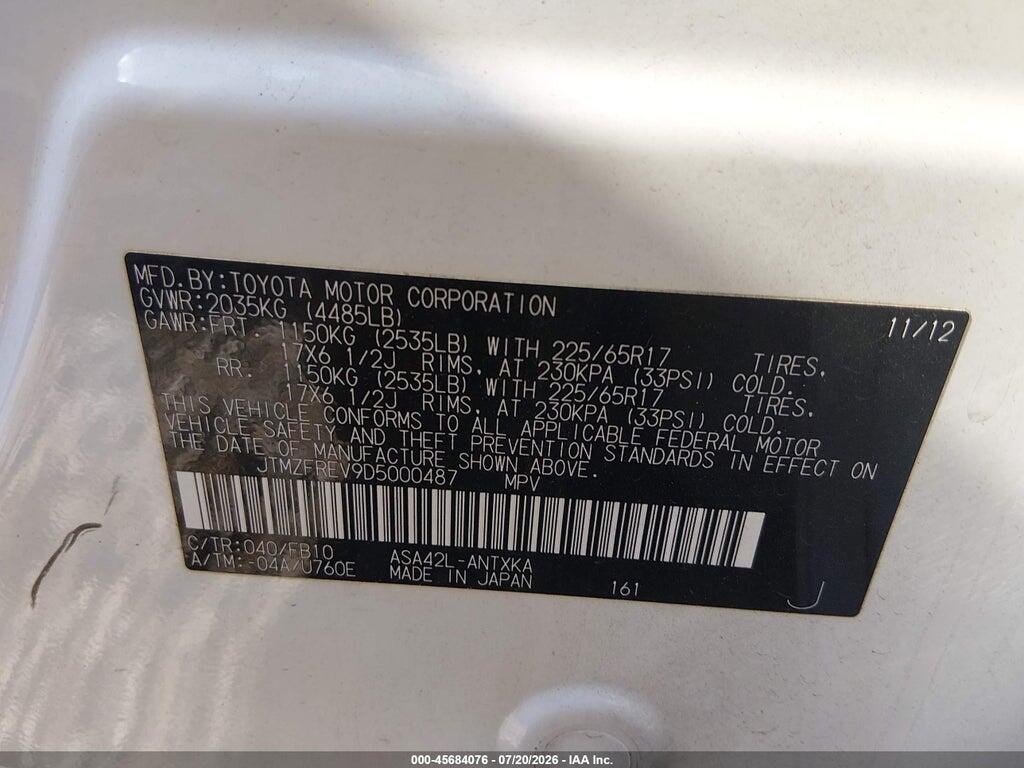 JTMZFREV9D5000487 2013 TOYOTA RAV4 photo no. 9