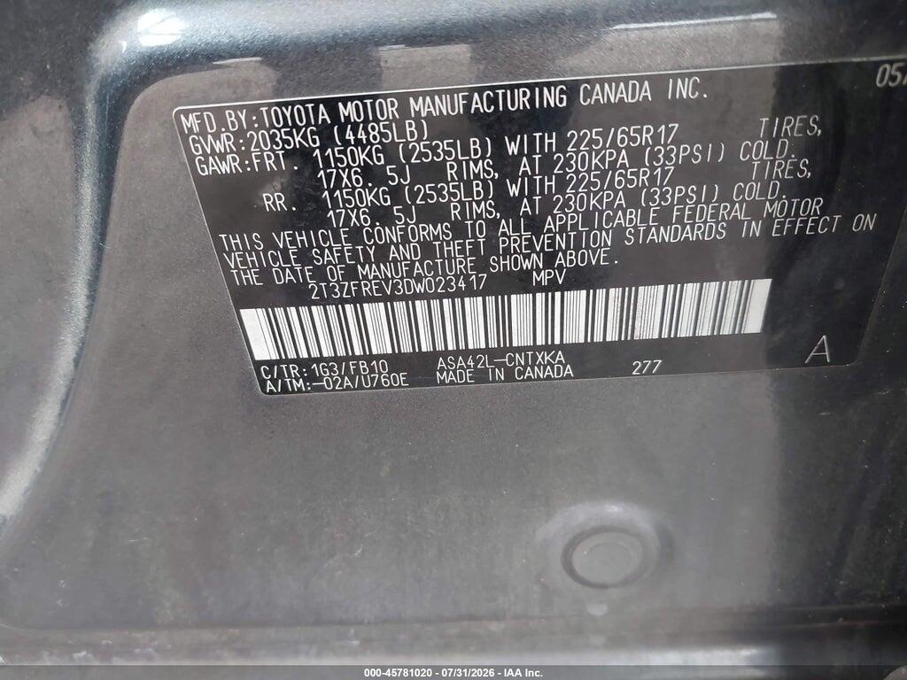 2T3ZFREV3DW023417 2013 TOYOTA RAV4 photo no. 9