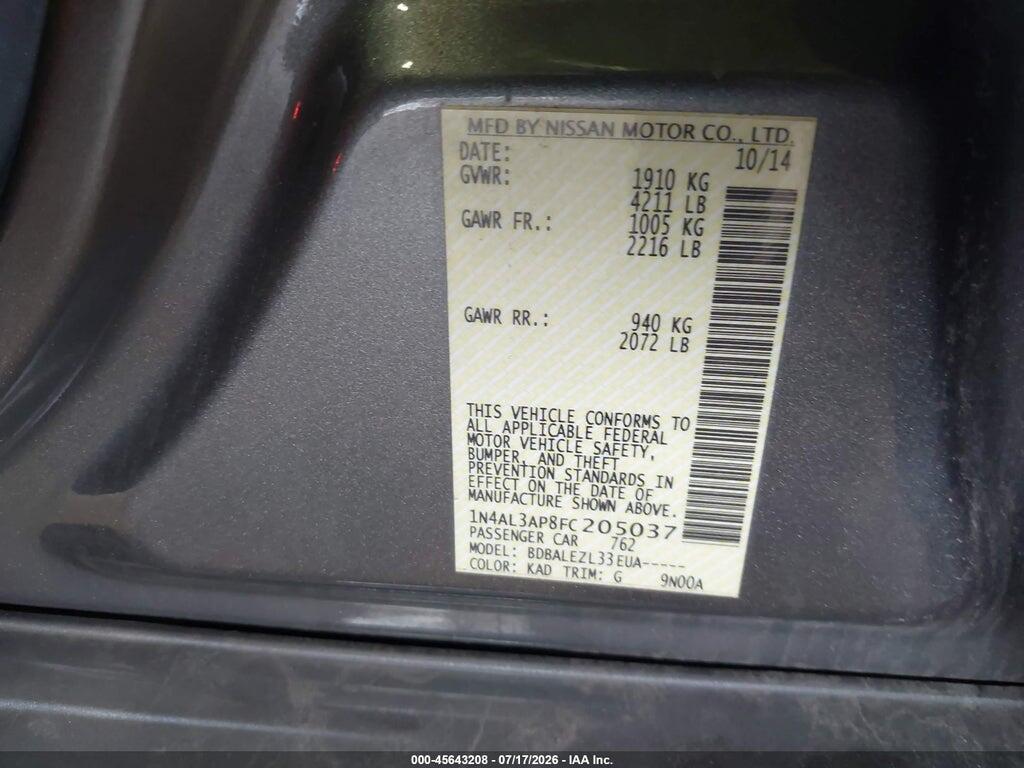 1N4AL3AP8FC205037 2015 NISSAN ALTIMA photo no. 9