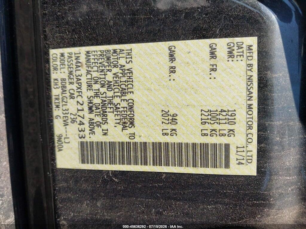 1N4AL3APXFC217433 2015 NISSAN ALTIMA photo no. 9