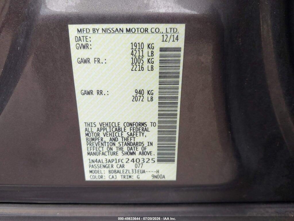 1N4AL3AP1FC240325 2015 NISSAN ALTIMA photo no. 9