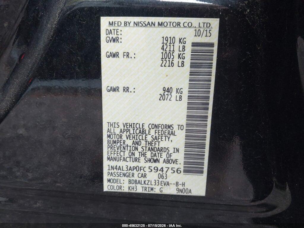 1N4AL3AP0FC594756 2015 NISSAN ALTIMA photo no. 9