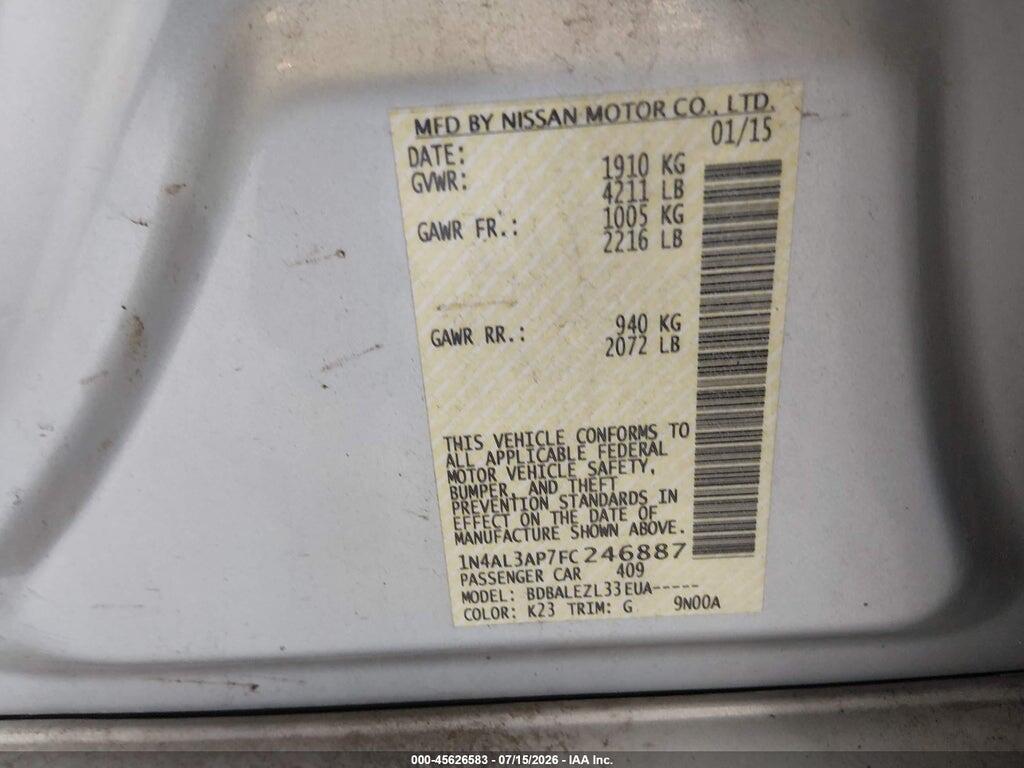 1N4AL3AP7FC246887 2015 NISSAN ALTIMA photo no. 9