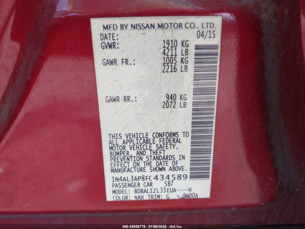 1N4AL3AP8FC434589 2015 NISSAN ALTIMA photo no. 9