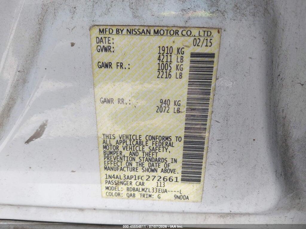 1N4AL3AP1FC272661 2015 NISSAN ALTIMA photo no. 9