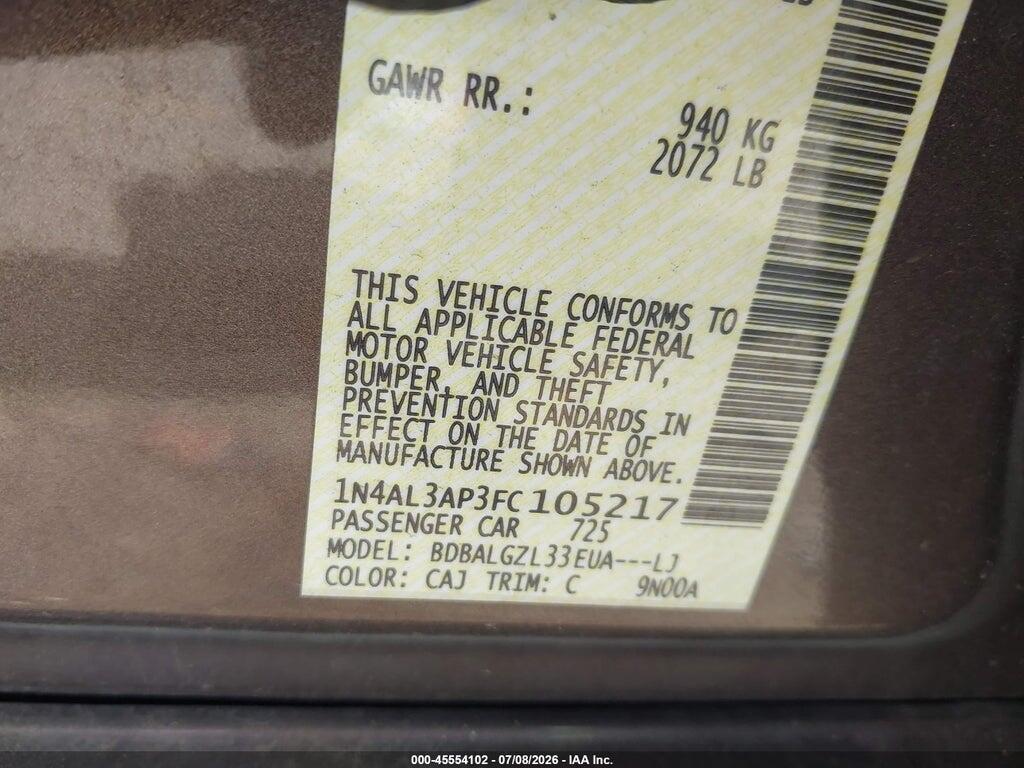 1N4AL3AP3FC105217 2015 NISSAN ALTIMA photo no. 9