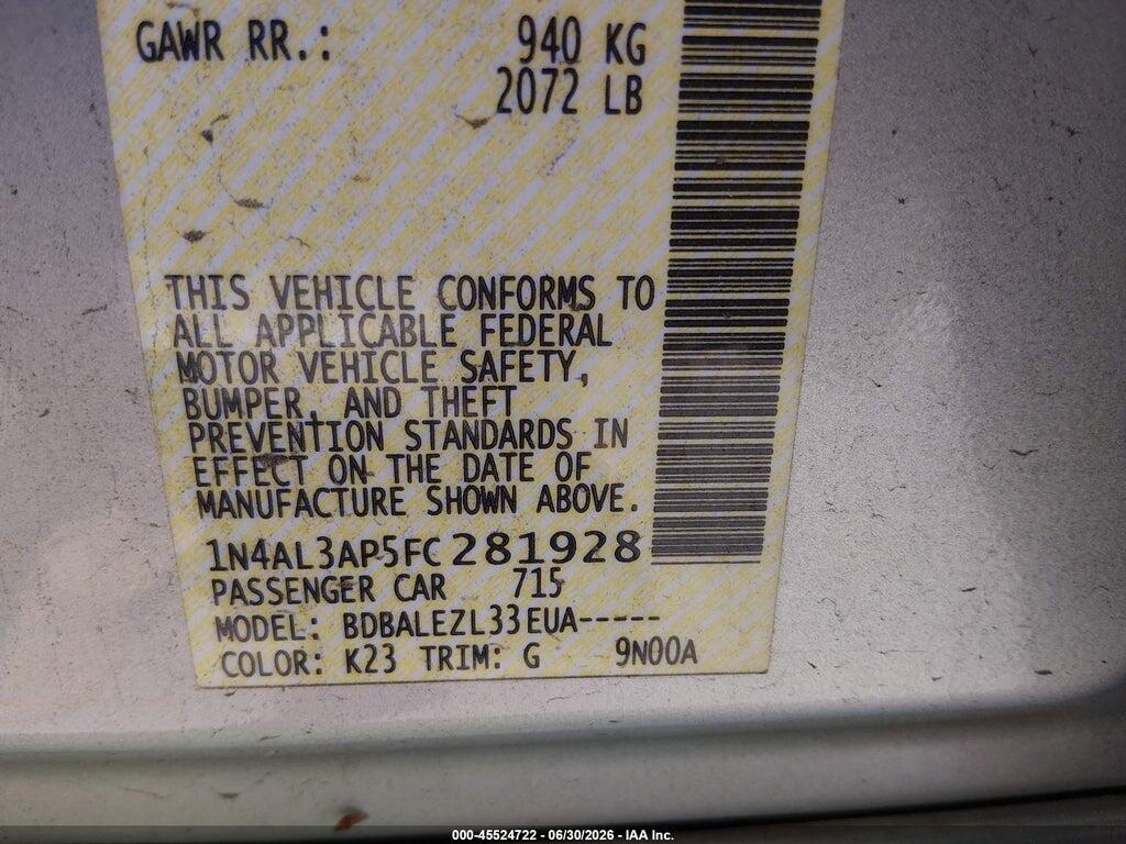 1N4AL3AP5FC281928 2015 NISSAN ALTIMA photo no. 9