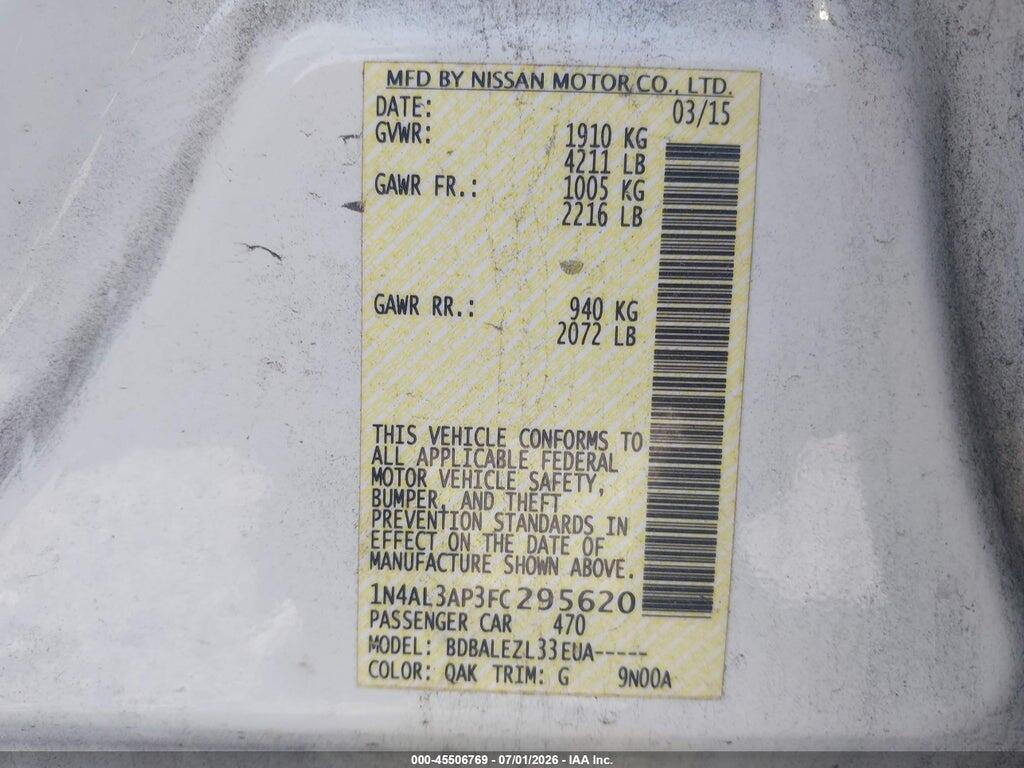 1N4AL3AP3FC295620 2015 NISSAN ALTIMA photo no. 9