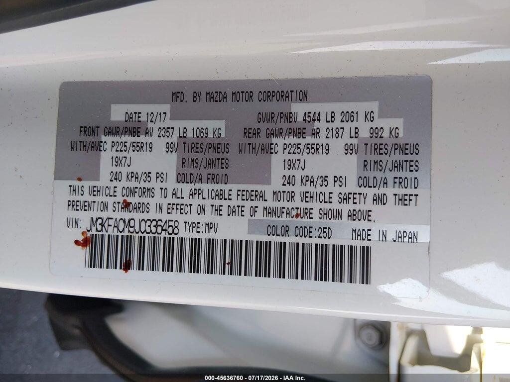JM3KFACM9J0336458 2018 MAZDA CX-5 photo no. 9