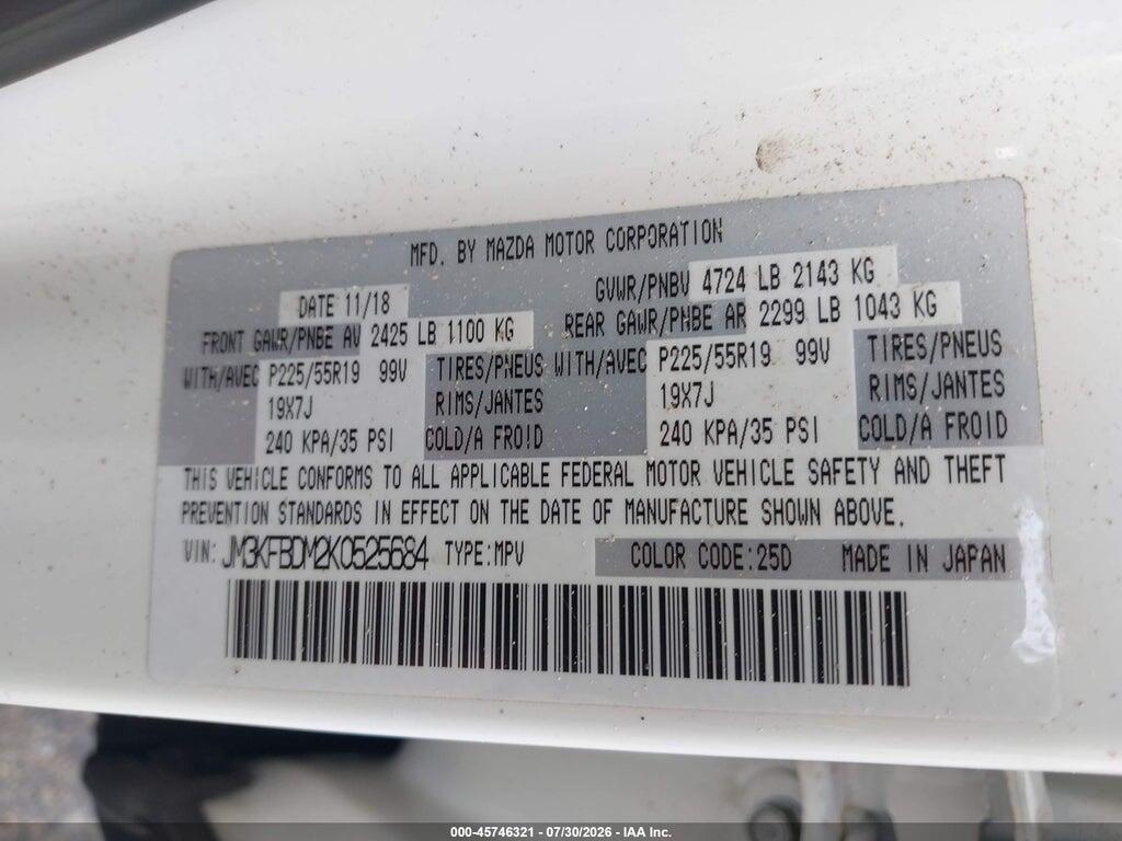 JM3KFBDM2K0525684 2019 MAZDA CX-5 photo no. 9