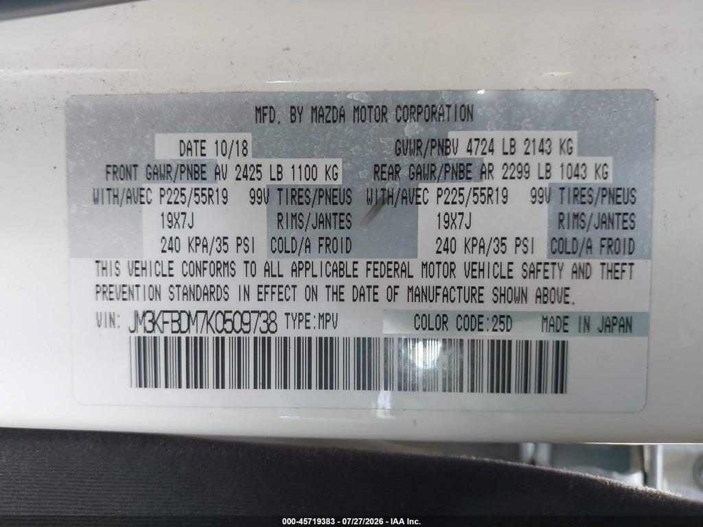 JM3KFBDM7K0509738 2019 MAZDA CX-5 photo no. 9