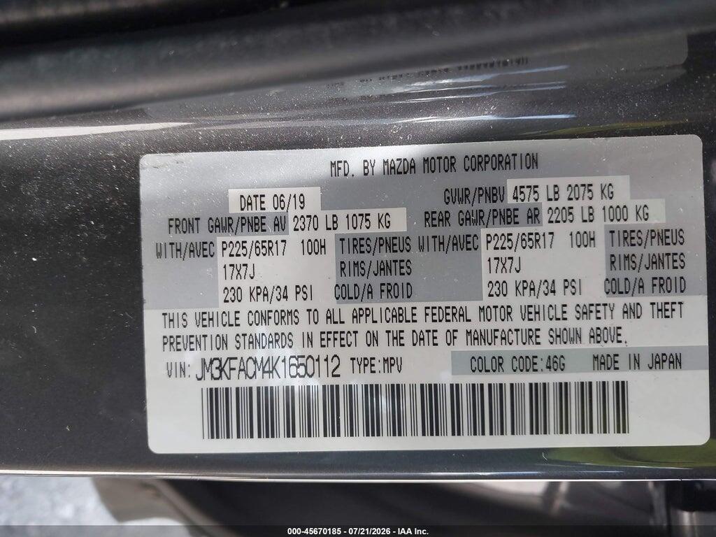 JM3KFACM4K1650112 2019 MAZDA CX-5 photo no. 9