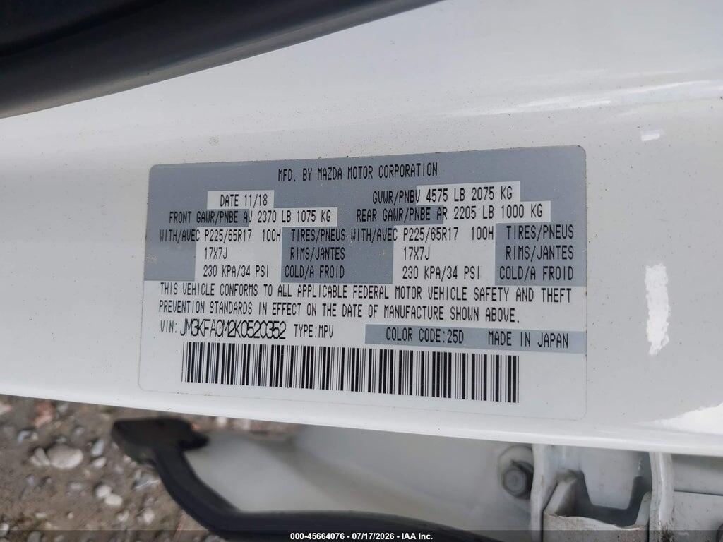 JM3KFACM2K0520352 2019 MAZDA CX-5 photo no. 9