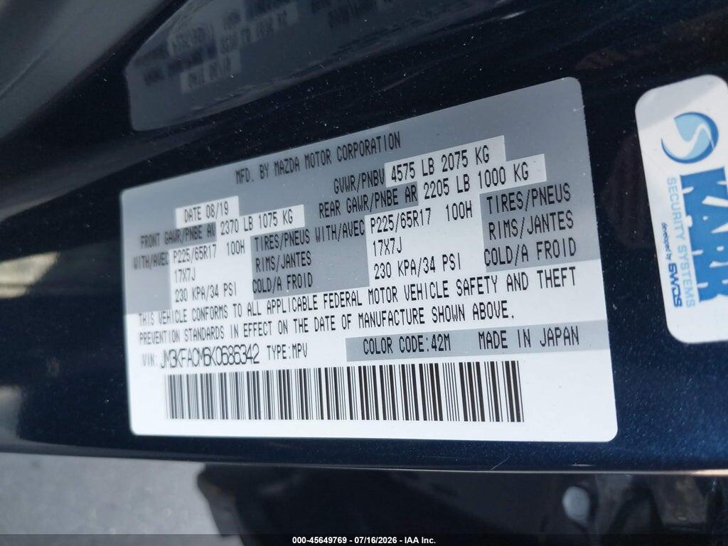 JM3KFACM6K0686342 2019 MAZDA CX-5 photo no. 9