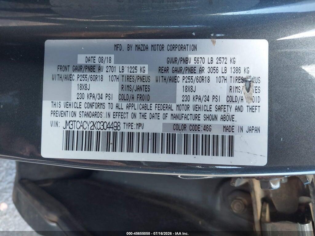JM3TCACY2K0304498 2019 MAZDA CX-9 photo no. 9