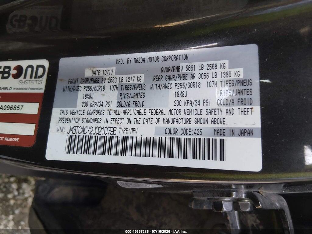 JM3TCACY2J0210796 2018 MAZDA CX-9 photo no. 9