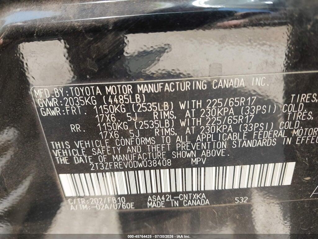 2T3ZFREV0DW038408 2013 TOYOTA RAV4 photo no. 9