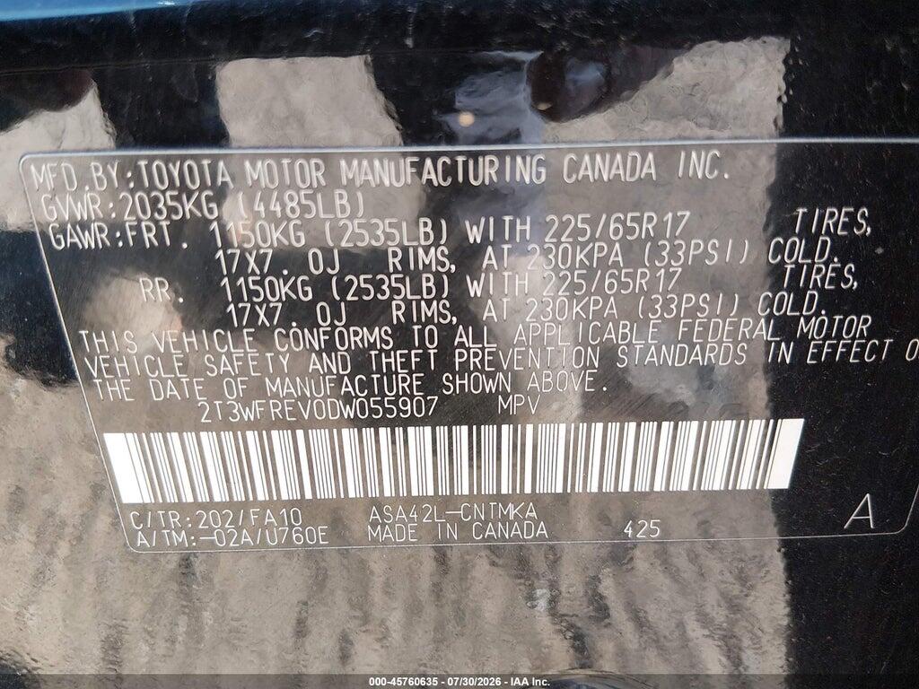 2T3WFREV0DW055907 2013 TOYOTA RAV4 photo no. 9