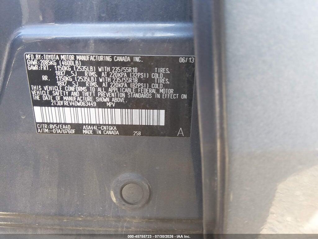 2T3DFREV4DW063449 2013 TOYOTA RAV4 photo no. 9