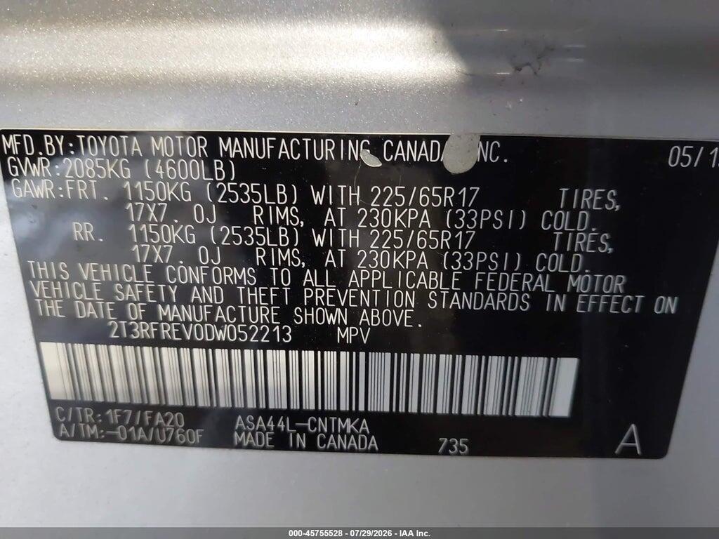 2T3RFREV0DW052213 2013 TOYOTA RAV4 photo no. 9