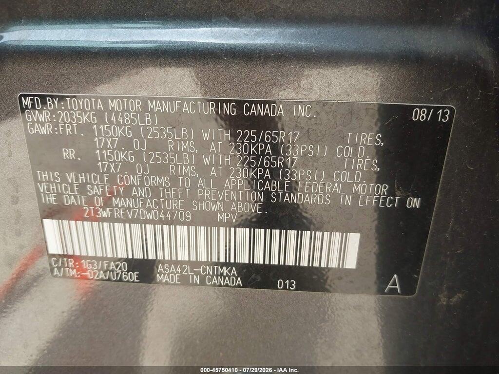 2T3WFREV7DW044709 2013 TOYOTA RAV4 photo no. 9