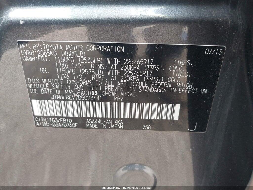 JTMBFREV7D5023641 2013 TOYOTA RAV4 photo no. 9