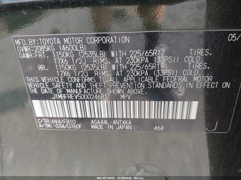 JTMBFREV5DD024681 2013 TOYOTA RAV4 photo no. 9