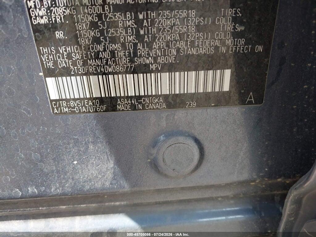 2T3DFREV4DW086777 2013 TOYOTA RAV4 photo no. 9