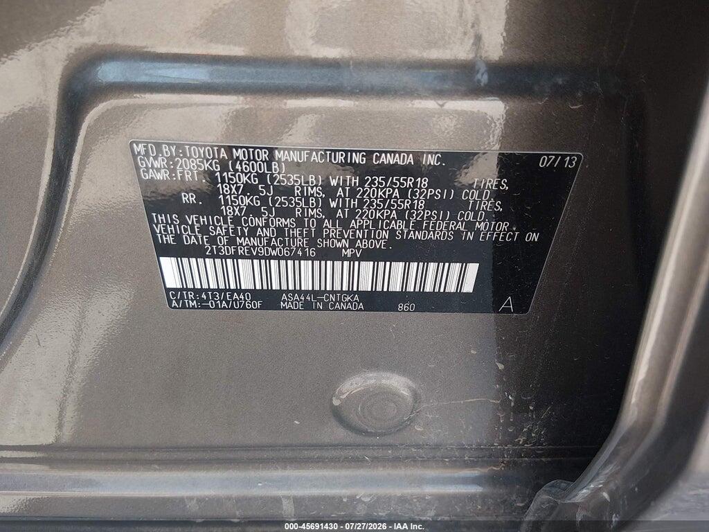 2T3DFREV9DW067416 2013 TOYOTA RAV4 photo no. 9