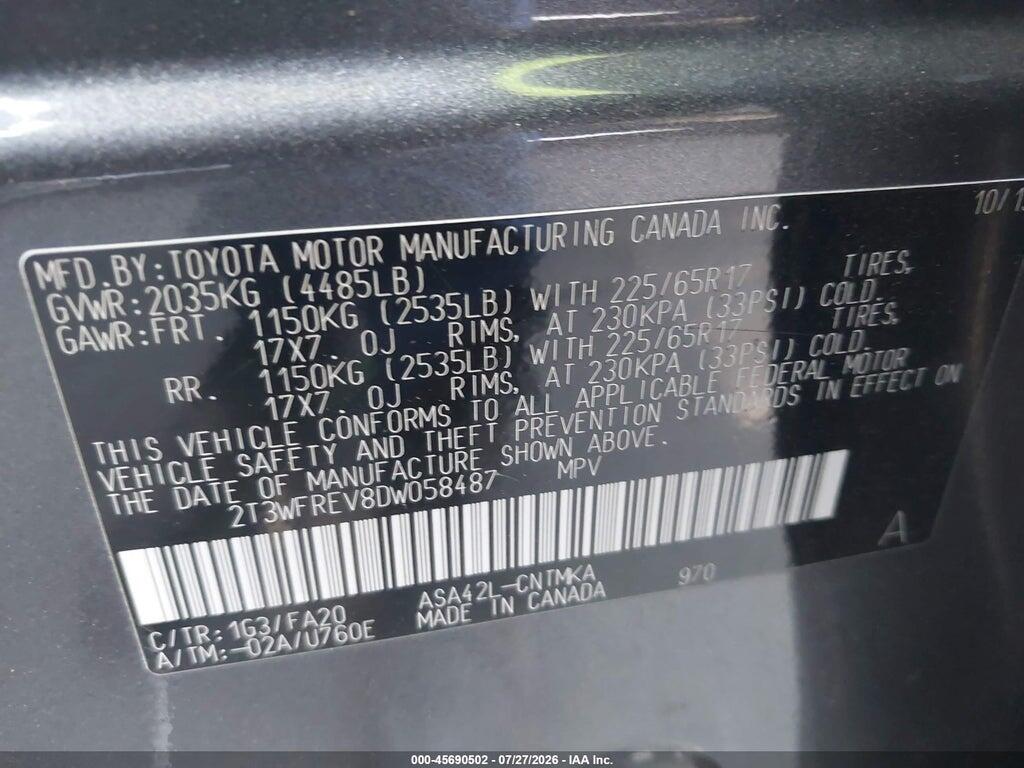 2T3WFREV8DW058487 2013 TOYOTA RAV4 photo no. 9