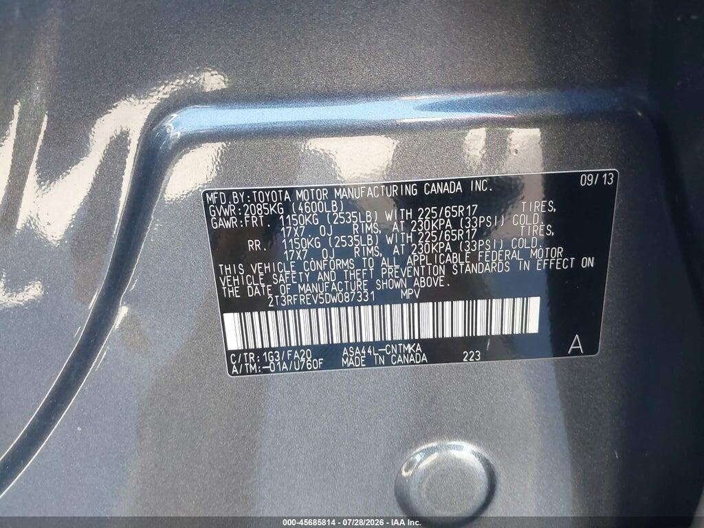 2T3RFREV5DW087331 2013 TOYOTA RAV4 photo no. 9