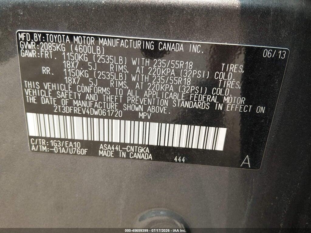 2T3DFREV4DW061720 2013 TOYOTA RAV4 photo no. 9