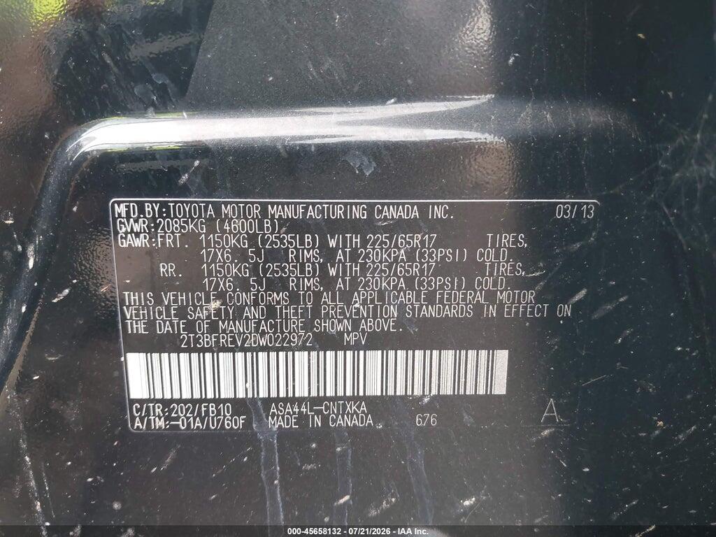 2T3BFREV2DW022972 2013 TOYOTA RAV4 photo no. 9