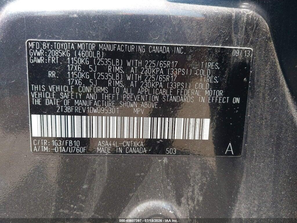 2T3BFREV1DW095301 2013 TOYOTA RAV4 photo no. 9