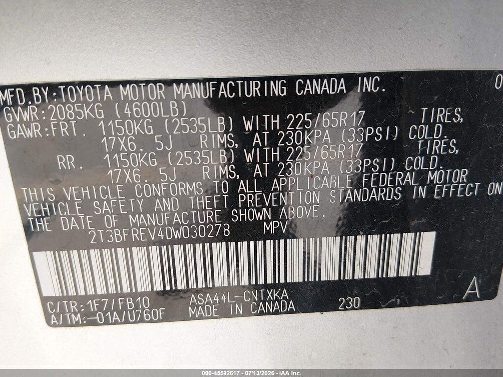 2T3BFREV4DW030278 2013 TOYOTA RAV4 photo no. 9