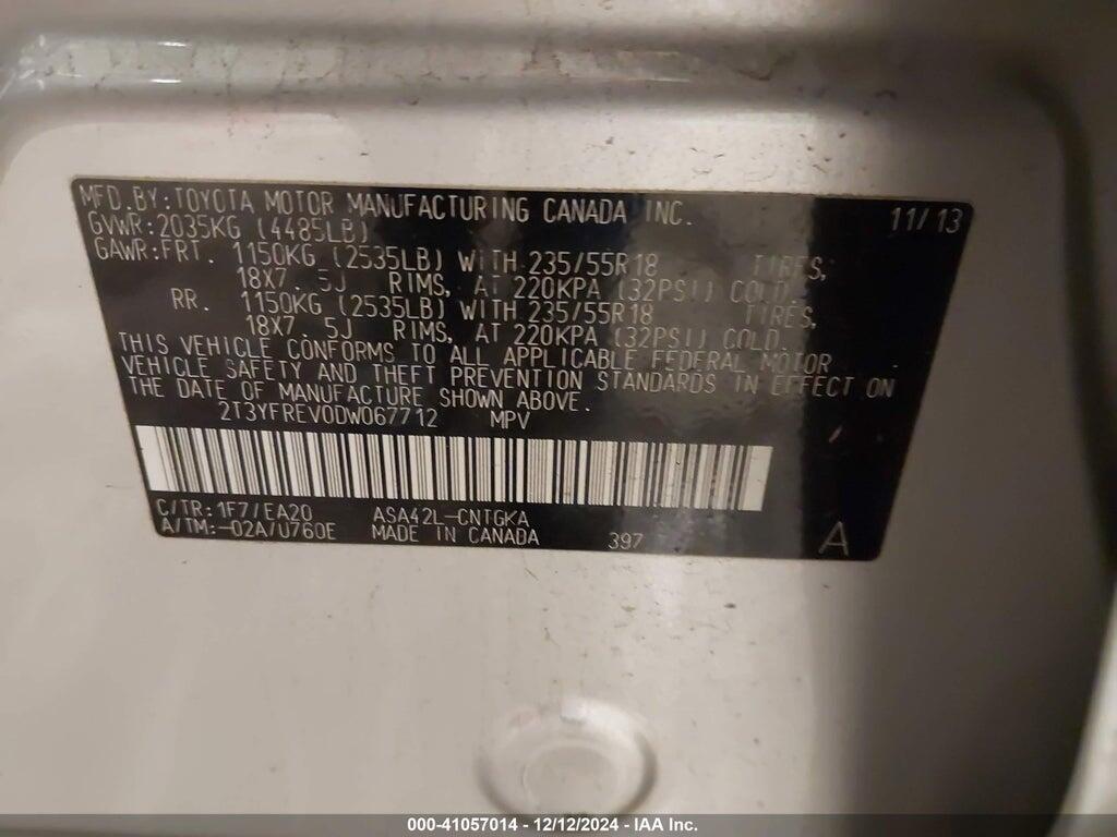 2T3YFREV0DW067712 2013 TOYOTA RAV4 photo no. 9