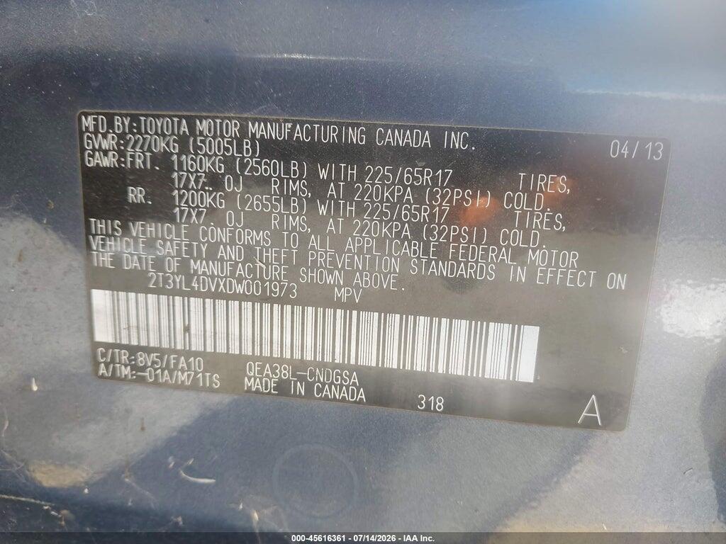 2T3YL4DVXDW001973 2013 TOYOTA RAV4 EV photo no. 9